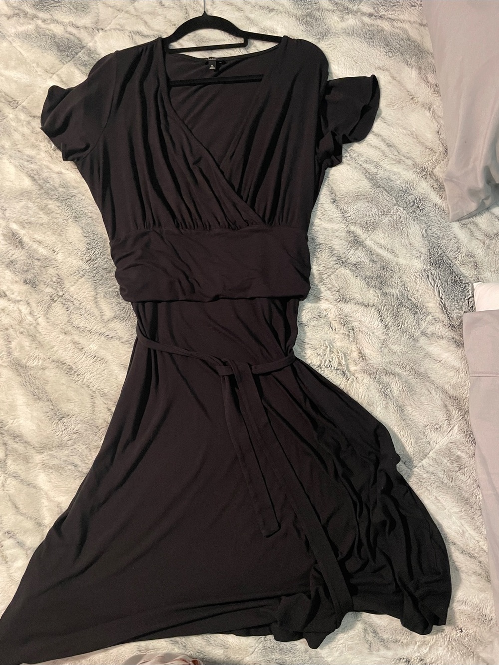 Talbots Black Midi Wrap Dress with Self-Tie Belt XL